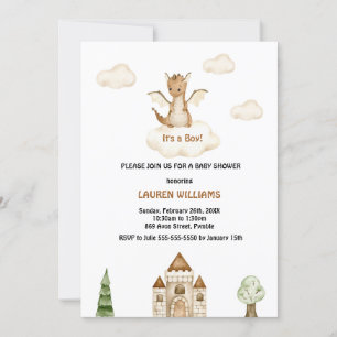 Invitation Aquarelle Cute Dinosaur Boy Baby shower