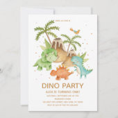 Invitation Aquarelle Cute Dinosaur fête d'anniversaire (Devant)
