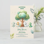 Invitation Aquarelle Cute Dinosaur Hatching Bientôt Baby show (Debout devant)