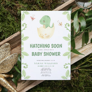 Invitation Aquarelle Cute Dinosaur Hatching Bientôt Baby show