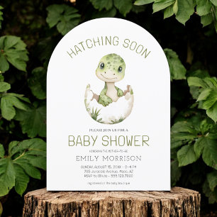 Invitation Aquarelle Cute Dinosaur Hatching Bientôt Baby show