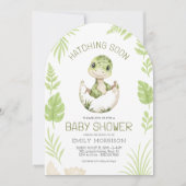 Invitation Aquarelle Cute Dinosaur Hatching Bientôt Baby show (Devant)
