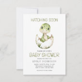 Invitation Aquarelle Cute Dinosaur Hatching Bientôt Baby show (Devant)