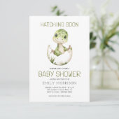 Invitation Aquarelle Cute Dinosaur Hatching Bientôt Baby show (Debout devant)