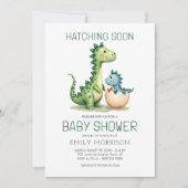 Invitation Aquarelle Cute Dinosaur Hatching Bientôt Baby show (Devant)