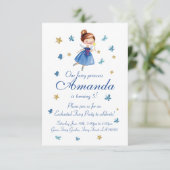 Invitation Aquarelle CUTE Fairy Princess Butterfly Anniversai (Debout devant)