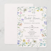 Invitation Aquarelle Cute Floral Meadow Fête des mariées (Devant / Derrière)