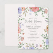 Invitation Aquarelle Cute Floral Meadow Fête des mariées (Devant / Derrière)