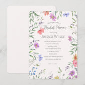 Invitation Aquarelle Cute Floral Meadow Fête des mariées (Devant / Derrière)