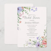 Invitation Aquarelle Cute Floral Meadow Fête des mariées (Devant / Derrière)