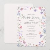 Invitation Aquarelle Cute Floral Meadow Fête des mariées (Devant / Derrière)