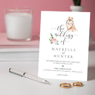 Invitation Aquarelle Cute Poméranienne Animal & Rose Florale