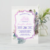 Invitation Aquarelle Cute Raccoon Fleurs de printemps (Debout devant)