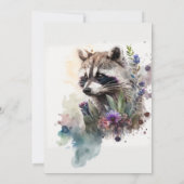 Invitation Aquarelle Cute Raccoon Fleurs de printemps (Dos)