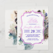 Invitation Aquarelle Cute Raccoon Fleurs de printemps (Devant / Derrière)