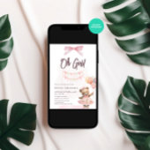 Invitation Aquarelle Cute rose Teddy Bear Baby shower