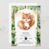 Invitation Aquarelle Cute Squirrel Anniversaire (Devant / Derrière)