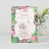 Invitation Aquarelle Cute Swan Fleurs tropicales Anniversaire (Debout devant)