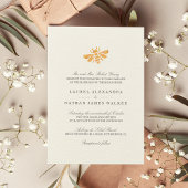Invitation Aquarelle d'abeille dorée Mariage