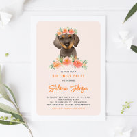 Aquarelle Dachshund Pêcher Florals Chien Anniversa