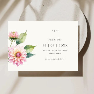 Invitation Aquarelle Dahlia fleur Enregistrer la date Invitat