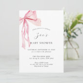 Invitation Aquarelle Dainty Baby shower Bow rose (Debout devant)