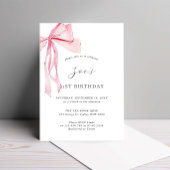 Invitation Aquarelle Dainty Bow rose 21e anniversaire