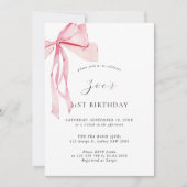 Invitation Aquarelle Dainty Bow rose 21e anniversaire (Devant)