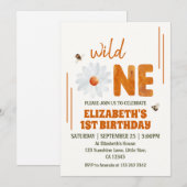 Invitation Aquarelle Daisy Wild One 1st Birthday Girl (Devant / Derrière)