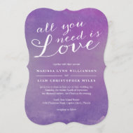 Invitation Aquarelle d'amour pure Mariage / Violet violet vio
