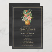 Invitation Aquarelle d'ananas floral Fête des mariées tropica (Devant / Derrière)
