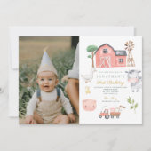 Invitation Aquarelle d'animal de ferme mignonne Anniversaire (Devant)