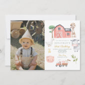 Invitation Aquarelle d'animal de ferme mignonne Anniversaire (Devant)