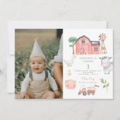 Invitation Aquarelle d'animal de ferme mignonne Anniversaire (Devant)