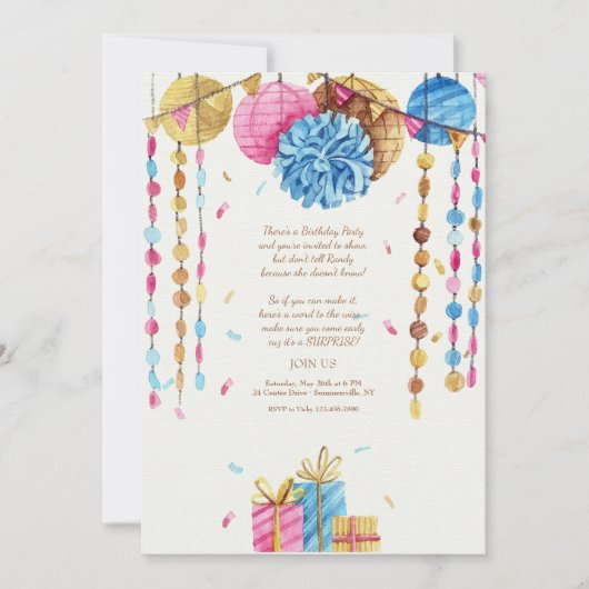 Invitation Aquarelle d'anniversaire (Devant)