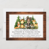 Invitation Aquarelle d'anniversaire Bois Animaux Bois (Devant)
