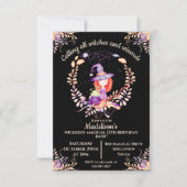 Invitation Aquarelle d'anniversaire de la sorcière (Devant)