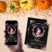 Invitation Aquarelle d'anniversaire de la sorcière