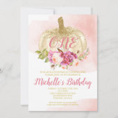 Invitation Aquarelle d'anniversaire d'or de rose de fille de (Devant)