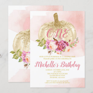 Invitation Aquarelle d'anniversaire d'or de rose de fille de