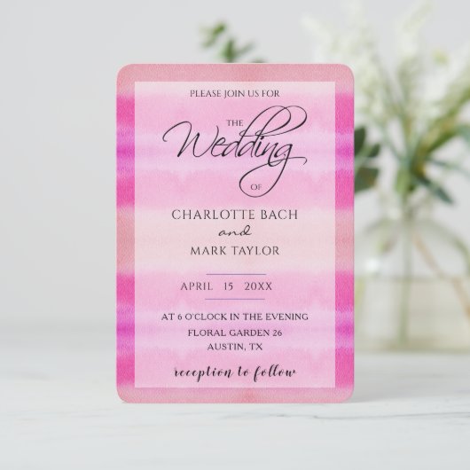 Invitation Aquarelle dans les tons rose (Debout devant)