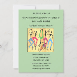 Invitation Aquarelle, Danse acrobatique fête anniversaire