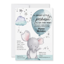 Aquarelle d'arachide Elephant Baby shower Invitati