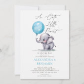Invitation Aquarelle d'arachide mignonne éléphant Bébé garçon (Devant)