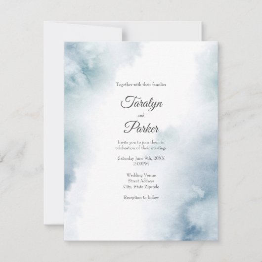 Invitation Aquarelle d'ardoise Cadre Abstrait (Devant)