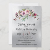 Invitation Aquarelle d'argent Floral Frosty Fête des mariées  (Devant)