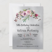 Invitation Aquarelle d'argent Floral Frosty Rose Anniversaire (Devant)
