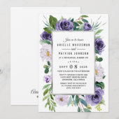 Invitation Aquarelle d'argent violet Dîner de répétition flor (Devant / Derrière)