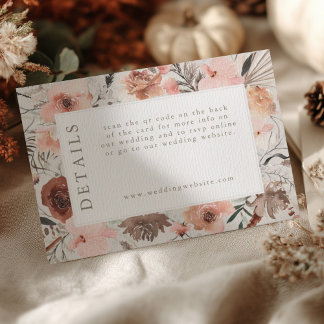 Invitation Aquarelle d'automne Boho Floral Info Mariage