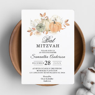 Invitation Aquarelle d'automne Citrouilles et fleurs